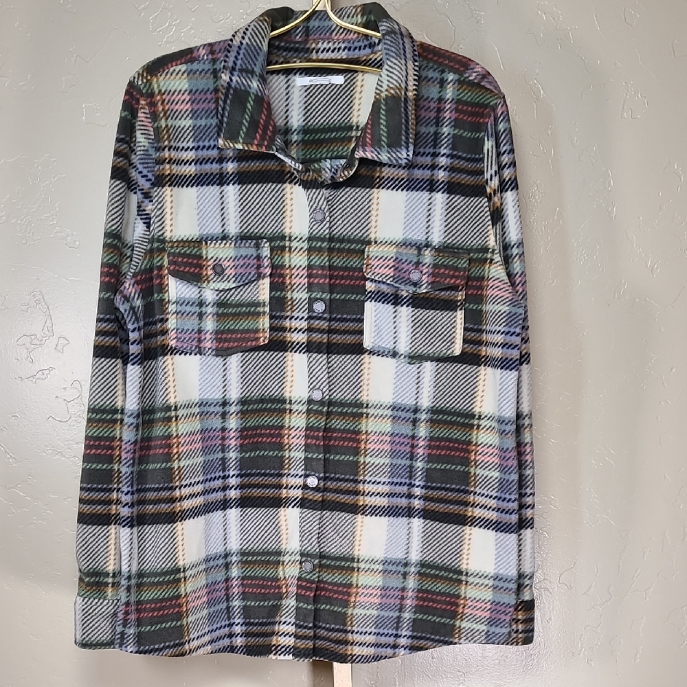 O'Neill Multicolor Plaid Snap Front Long Sleeve Fleece Shirt XL
